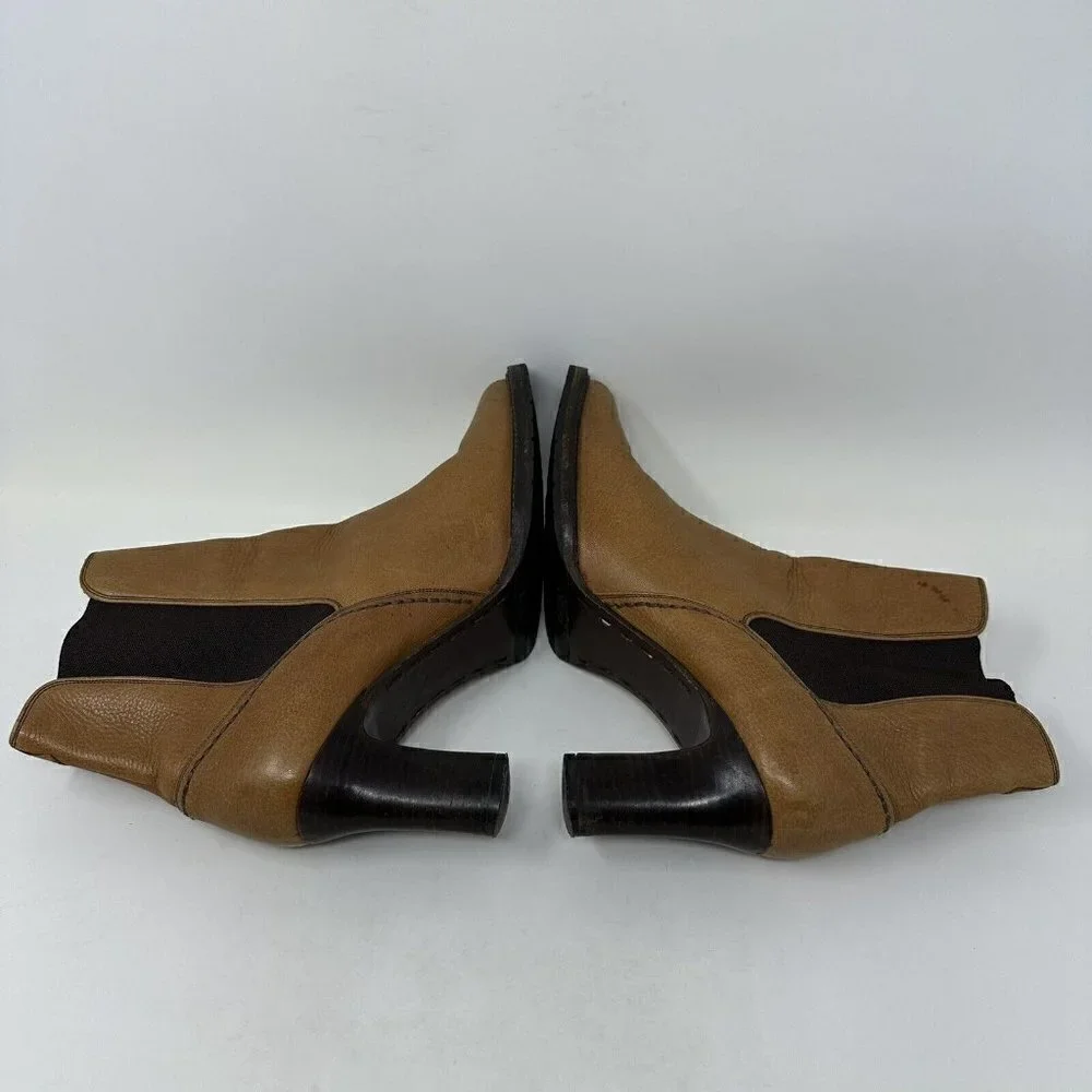Cole Haan Country Square Toe Brown Ankle Boots Vibram‎ Size 8.5